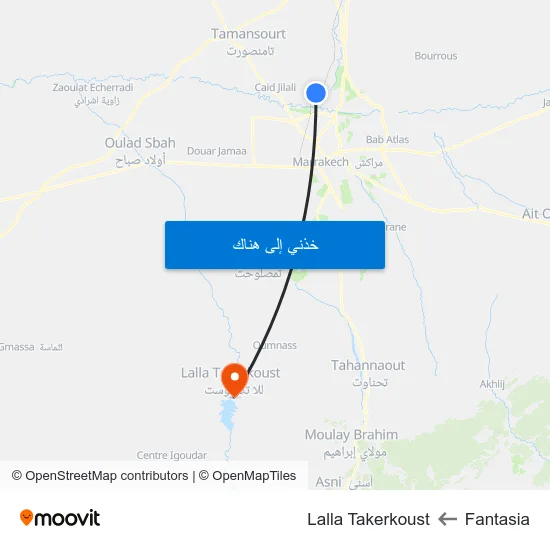 Fantasia to Lalla Takerkoust map