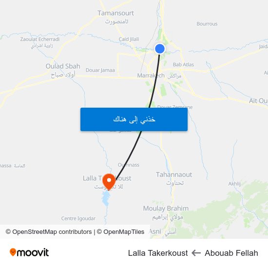 Abouab Fellah to Lalla Takerkoust map