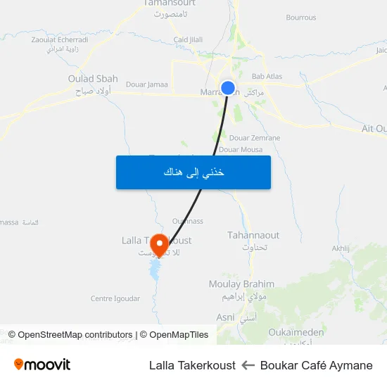 Boukar Café Aymane to Lalla Takerkoust map