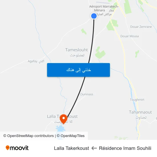 Résidence Imam Souhili to Lalla Takerkoust map