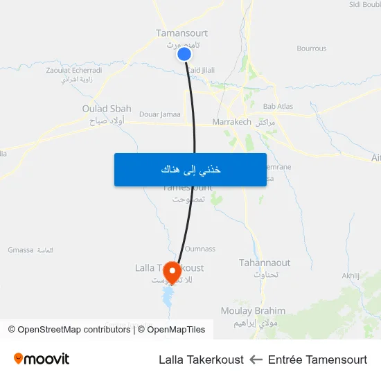 Entrée Tamensourt to Lalla Takerkoust map