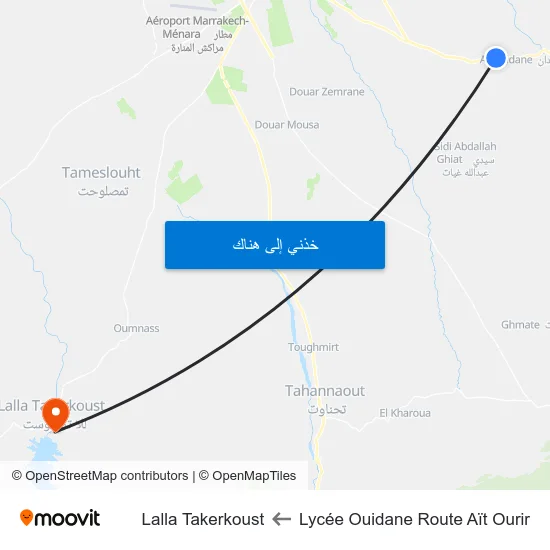Lycée Ouidane Route Aït Ourir to Lalla Takerkoust map