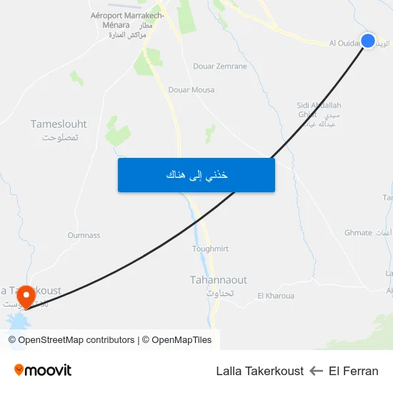 El Ferran to Lalla Takerkoust map