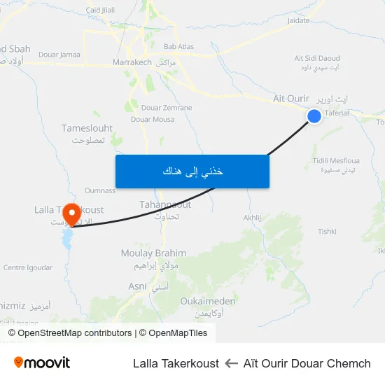 Aït Ourir Douar Chemch to Lalla Takerkoust map
