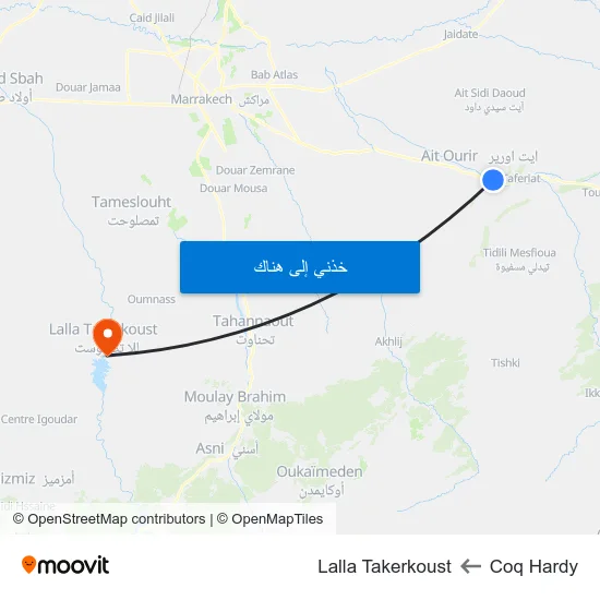 Coq Hardy to Lalla Takerkoust map