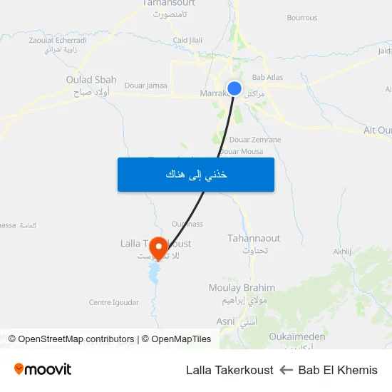 Bab El Khemis to Lalla Takerkoust map