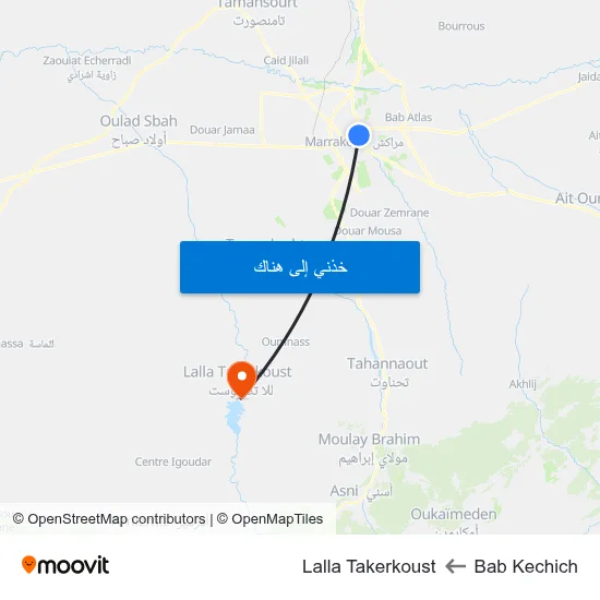 Bab Kechich to Lalla Takerkoust map