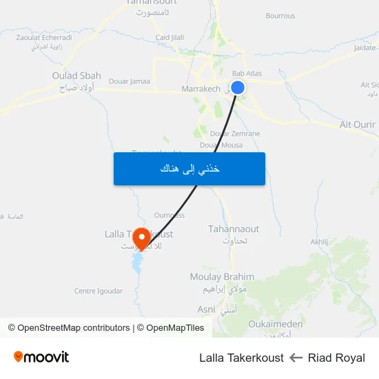 Riad Royal to Lalla Takerkoust map