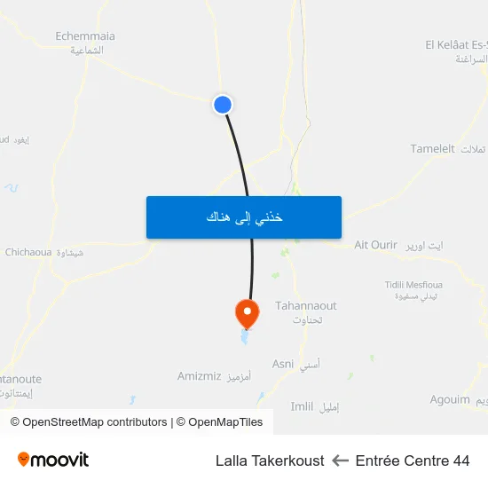 Entrée Centre 44 to Lalla Takerkoust map