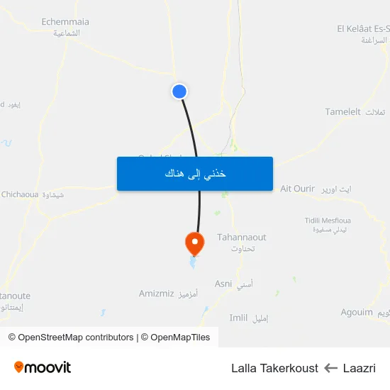 Laazri to Lalla Takerkoust map