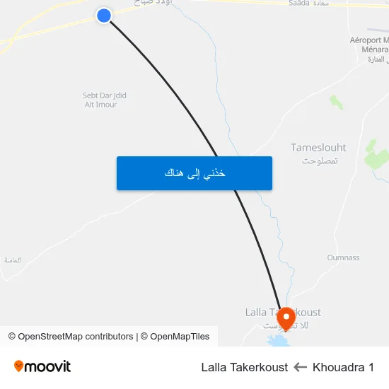Khouadra 1 to Lalla Takerkoust map