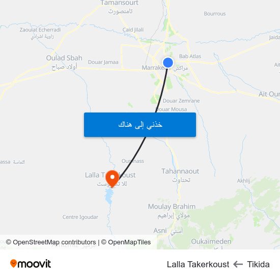 Tikida to Lalla Takerkoust map