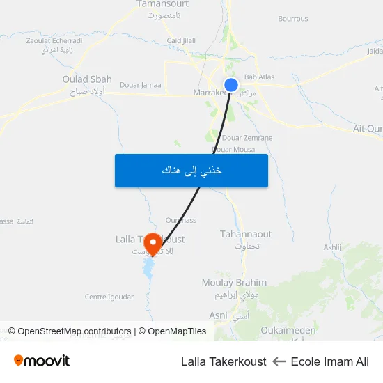 Ecole Imam Ali to Lalla Takerkoust map