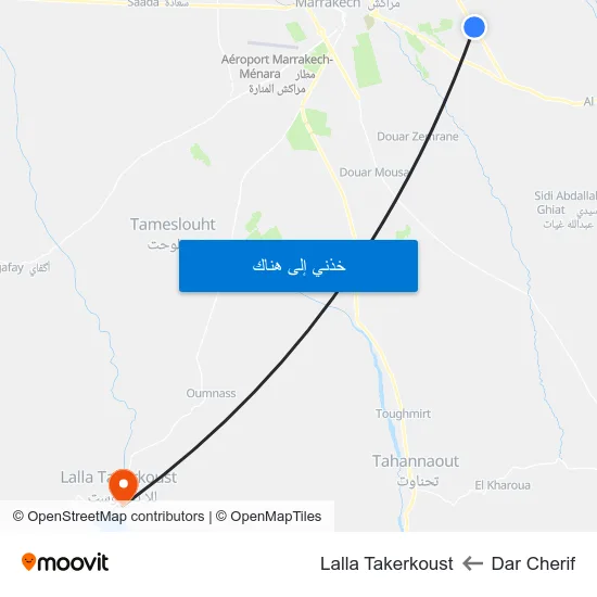 Dar Cherif to Lalla Takerkoust map