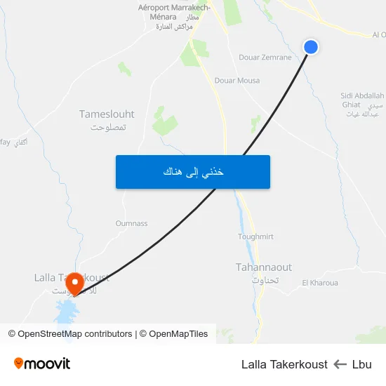 Lbu to Lalla Takerkoust map