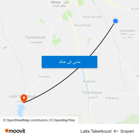 Srayeri to Lalla Takerkoust map