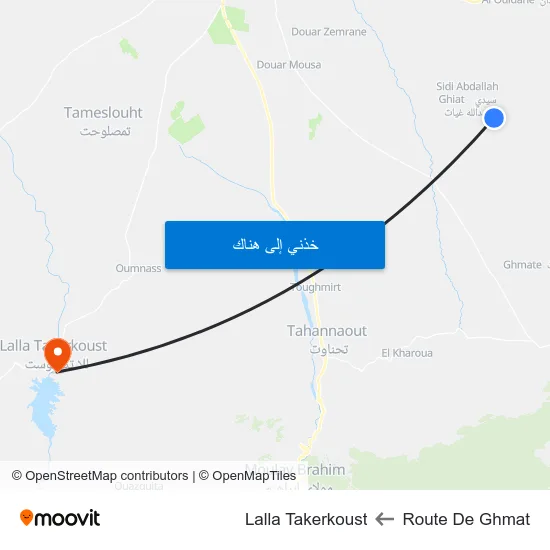 Route De Ghmat to Lalla Takerkoust map