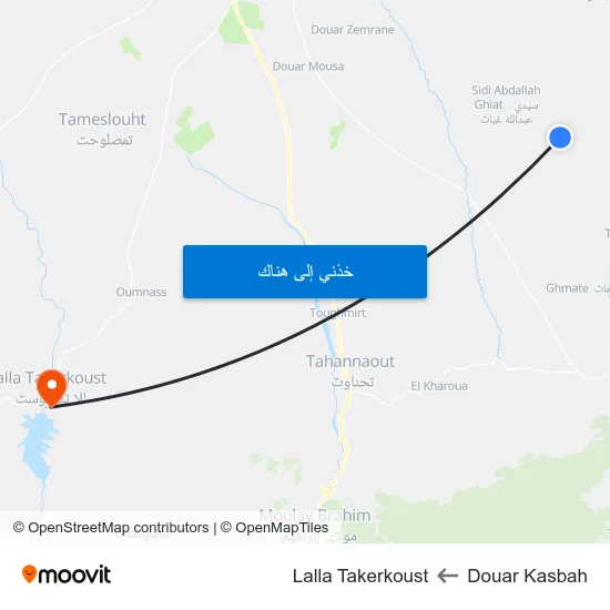Douar Kasbah to Lalla Takerkoust map