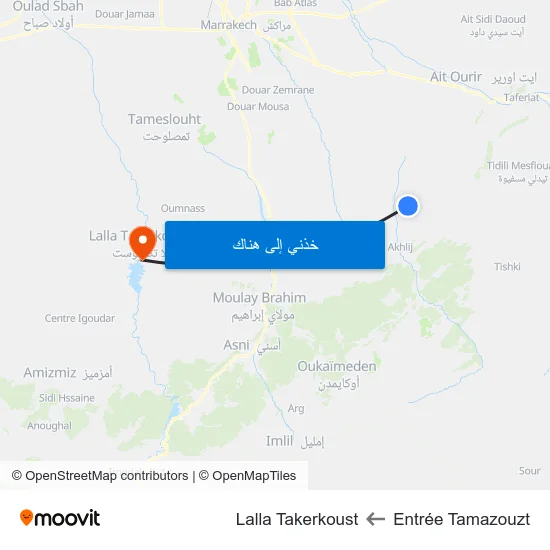 Entrée Tamazouzt to Lalla Takerkoust map
