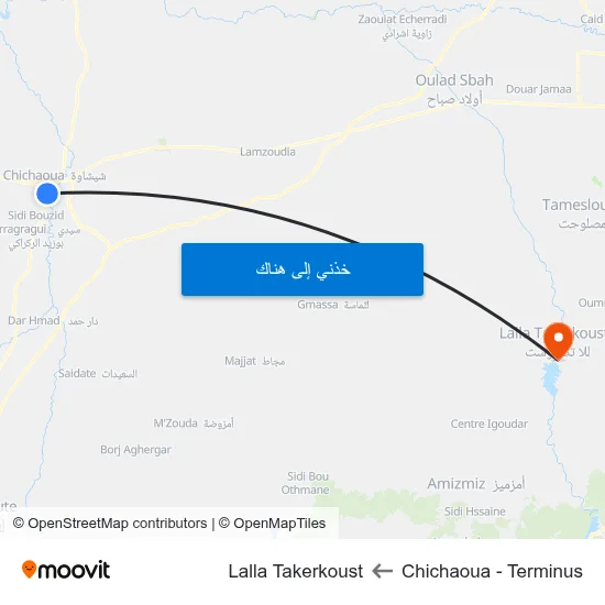 Chichaoua - Terminus to Lalla Takerkoust map