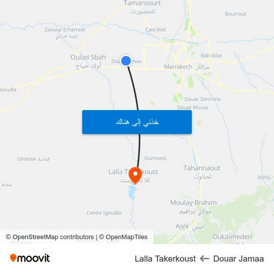 Douar Jamaa to Lalla Takerkoust map