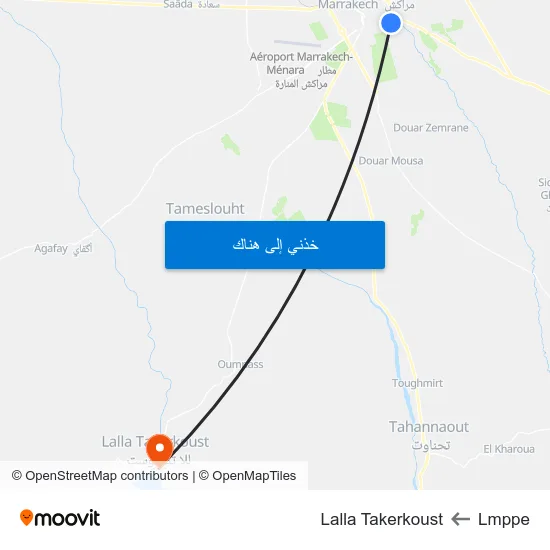 Lmppe to Lalla Takerkoust map