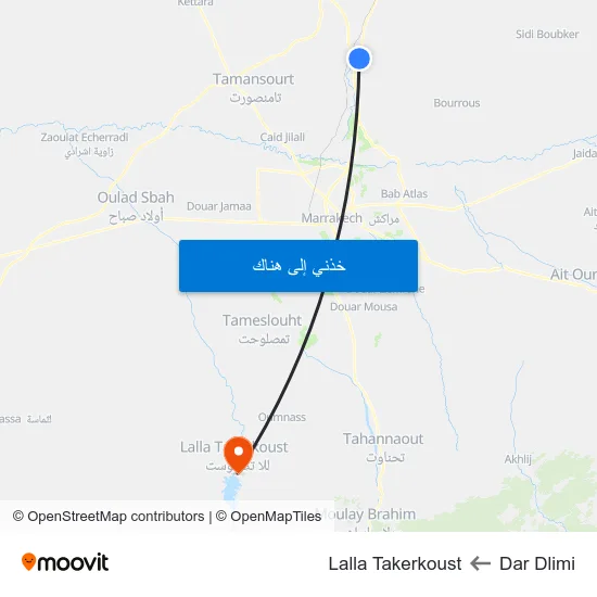 Dar Dlimi to Lalla Takerkoust map