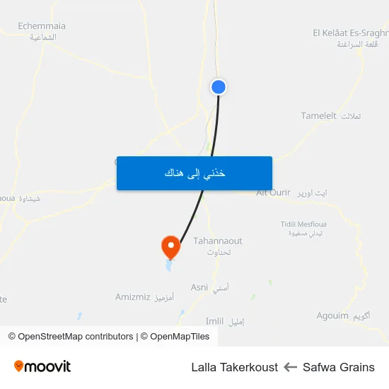 Safwa Grains to Lalla Takerkoust map
