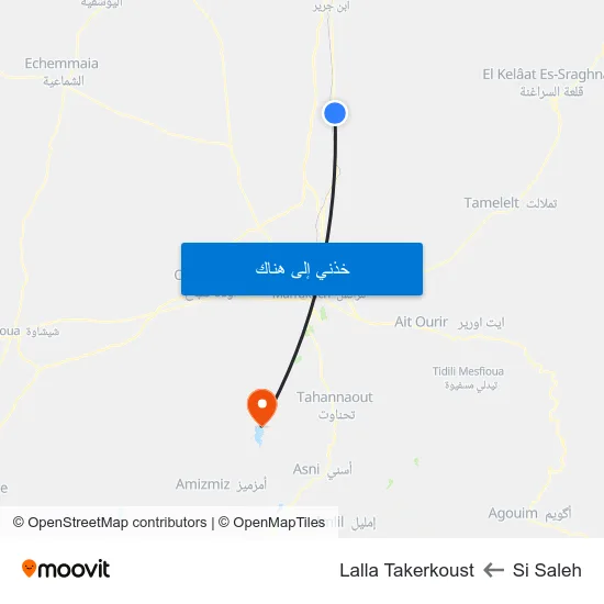Si Saleh to Lalla Takerkoust map