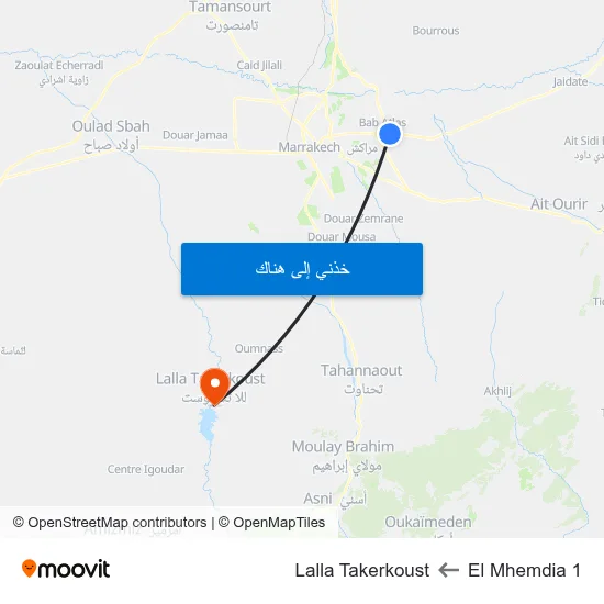 El Mhemdia 1 to Lalla Takerkoust map