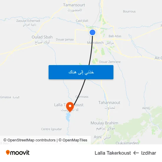 Izdihar to Lalla Takerkoust map