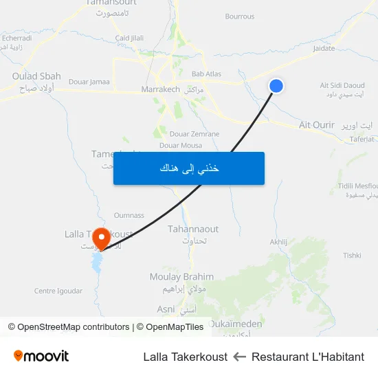 Restaurant L'Habitant to Lalla Takerkoust map