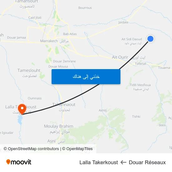 Douar Réseaux to Lalla Takerkoust map