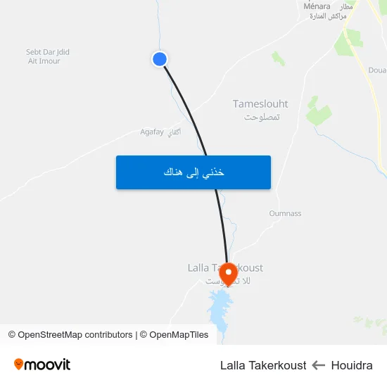 Houidra to Lalla Takerkoust map