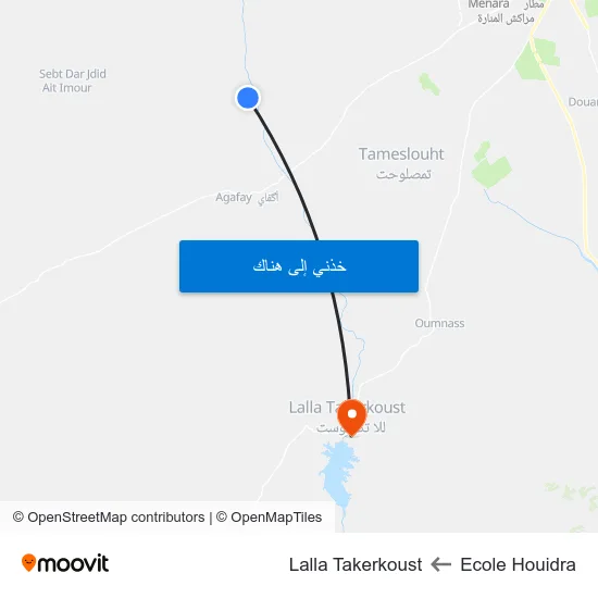 Ecole Houidra to Lalla Takerkoust map