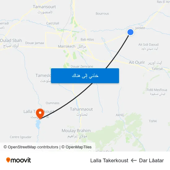 Dar Lâatar to Lalla Takerkoust map