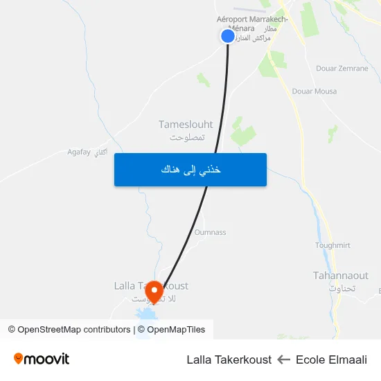 Ecole Elmaali to Lalla Takerkoust map