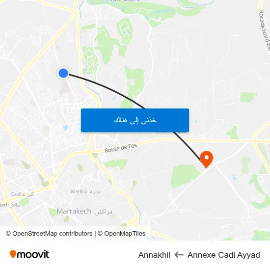 Annexe Cadi Ayyad to Annakhil map