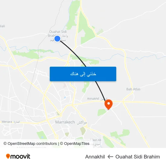 Ouahat Sidi Brahim to Annakhil map