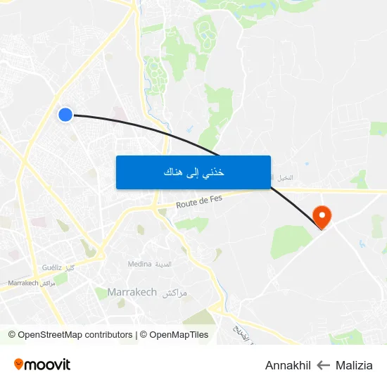 Malizia to Annakhil map
