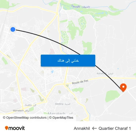 Quartier Charaf 1 to Annakhil map
