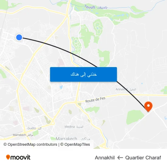 Quartier Charaf to Annakhil map