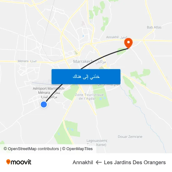 Les Jardins Des Orangers to Annakhil map