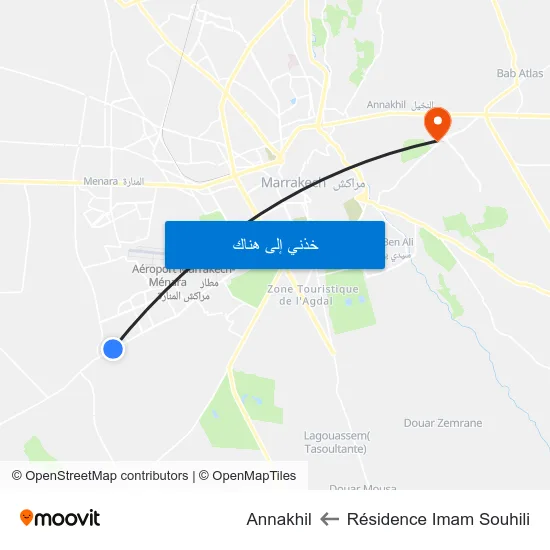 Résidence Imam Souhili to Annakhil map