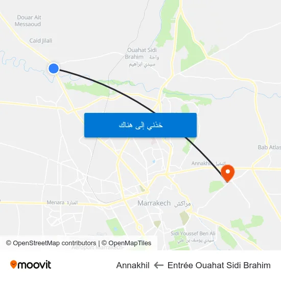Entrée Ouahat Sidi Brahim to Annakhil map