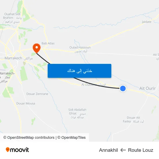 Route Louz to Annakhil map