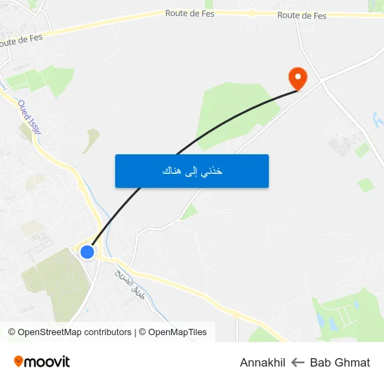 Bab Ghmat to Annakhil map