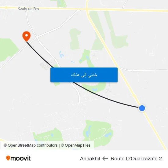 Route D'Ouarzazate 2 to Annakhil map
