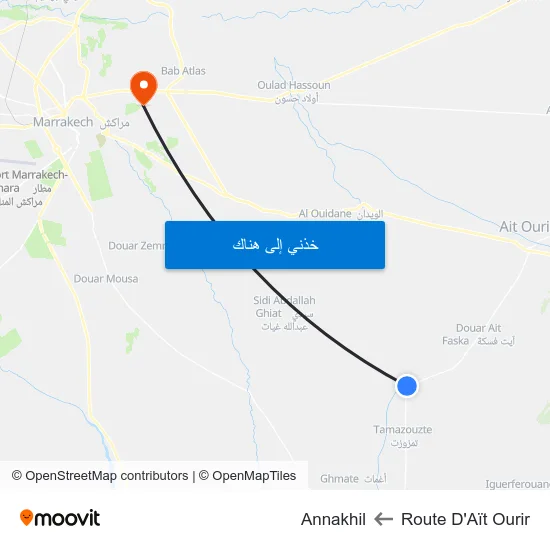 Route D'Aït Ourir to Annakhil map