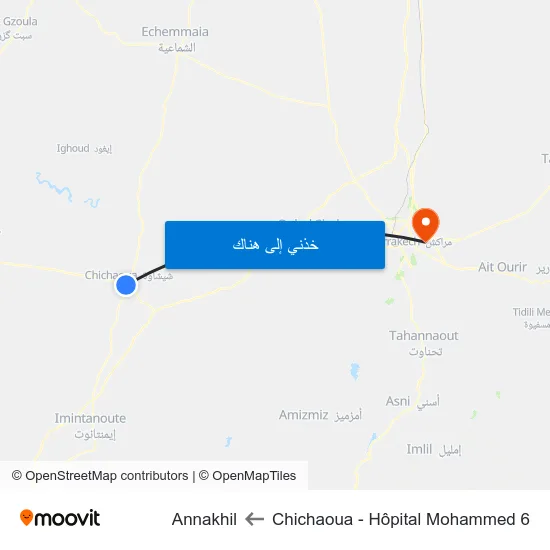 Chichaoua - Hôpital Mohammed 6 to Annakhil map